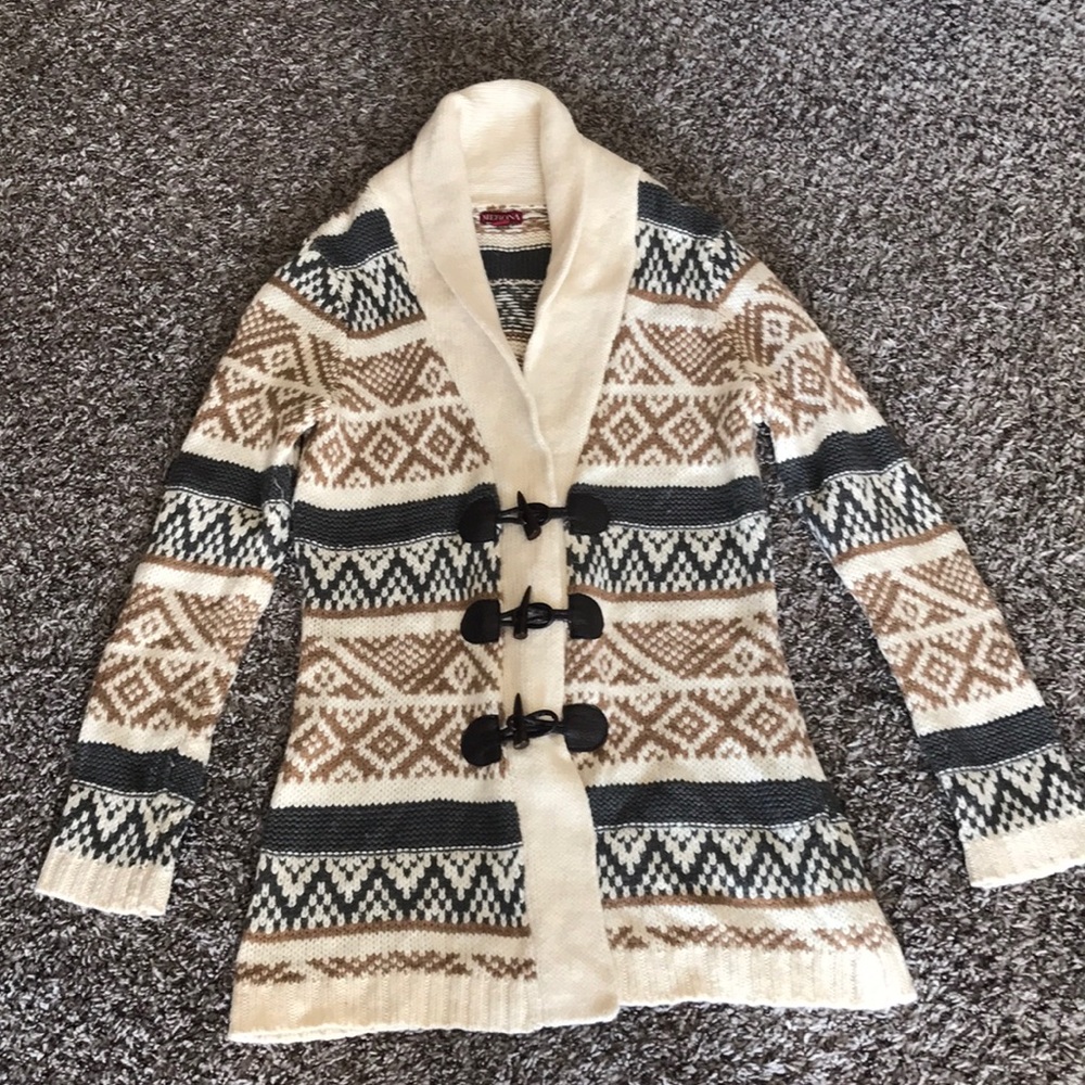 Long toggle button sweater